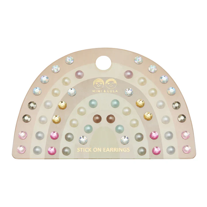 Pink Gem & Pearl Stick On Earrings