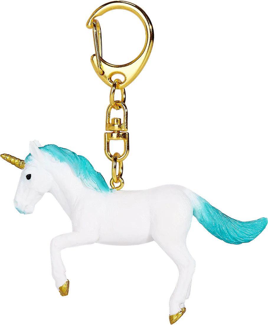 Mojo Rearing Turquoise Unicorn Keychain