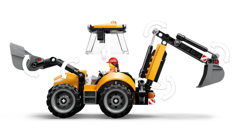 Lego City Yellow Backhoe Loader 60480 - Image 3