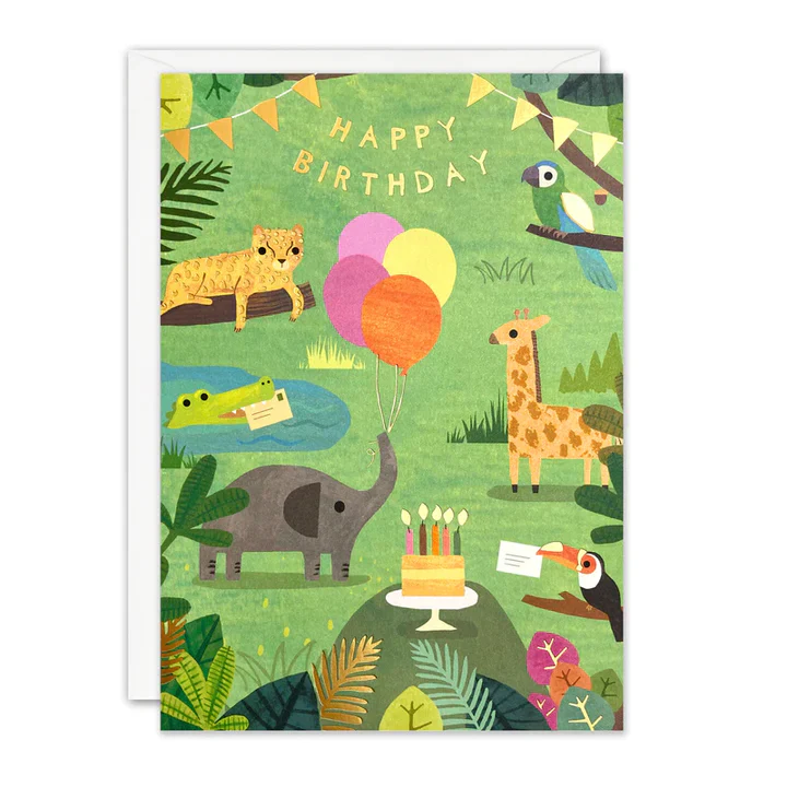 Elephant, Giraffe Happy Birthday