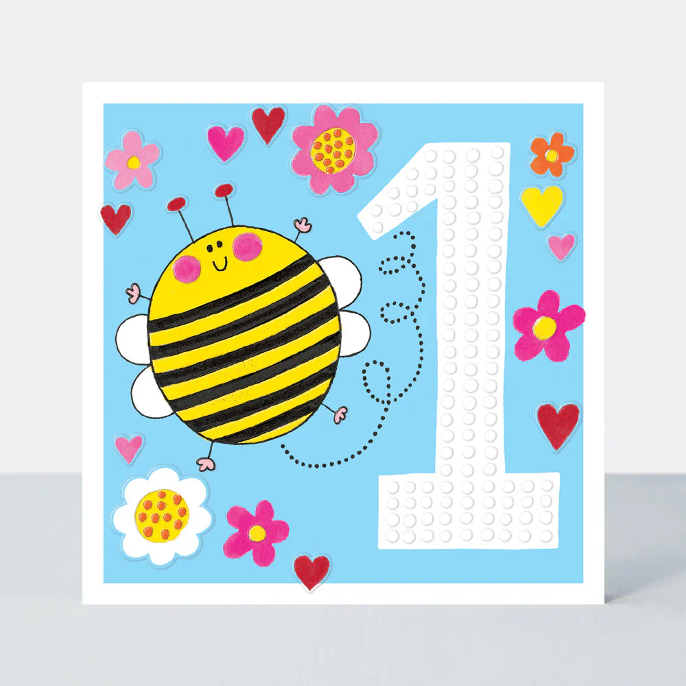 Girl Bee - 1st Birthday Card