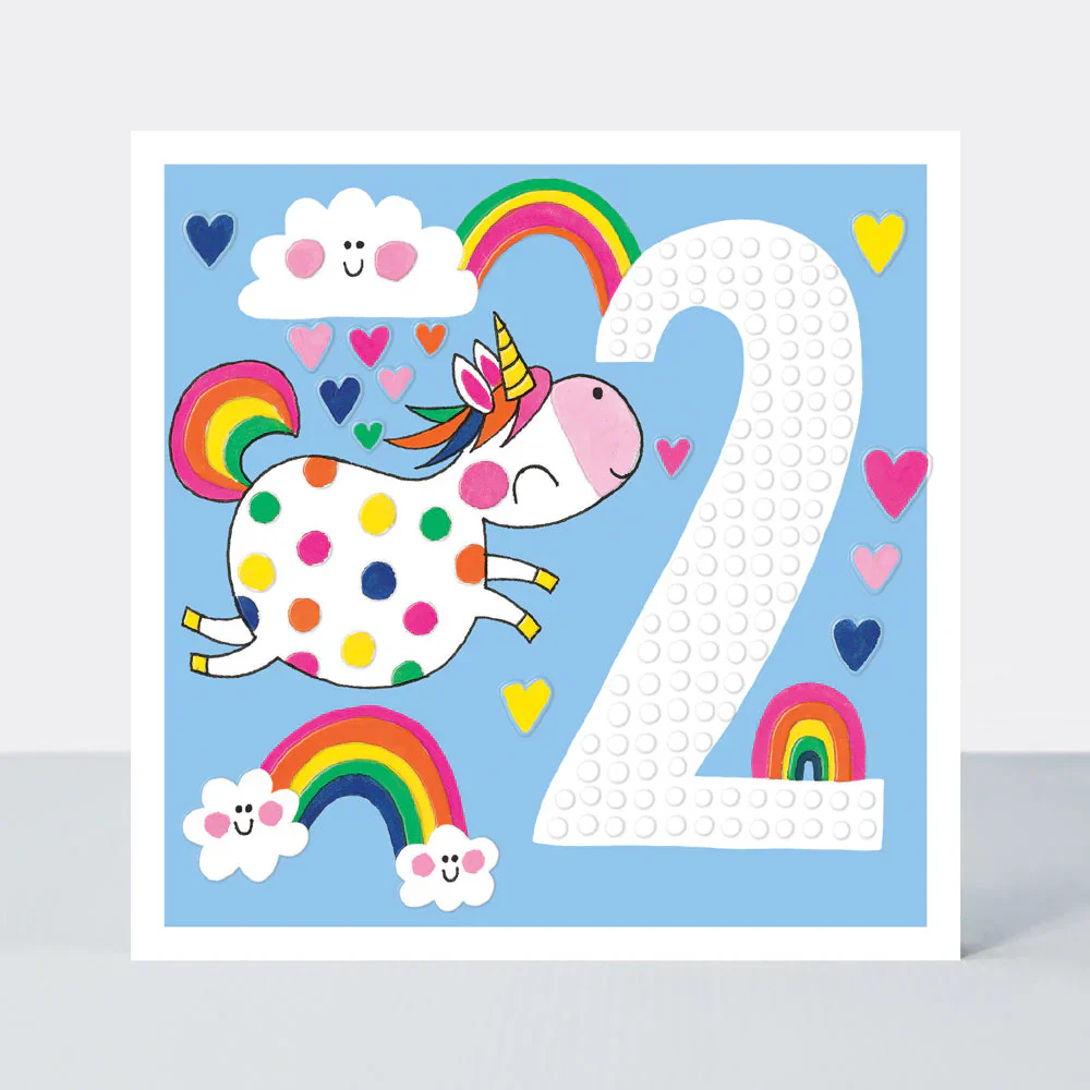 Girl Unicorn - 2nd Birthday Card