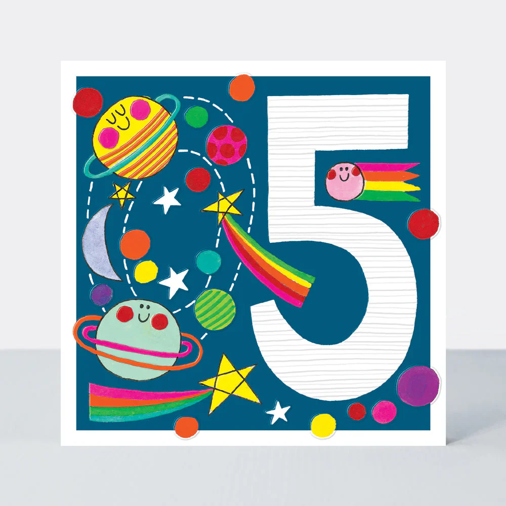 Boy Planets - 5th Birthday Card