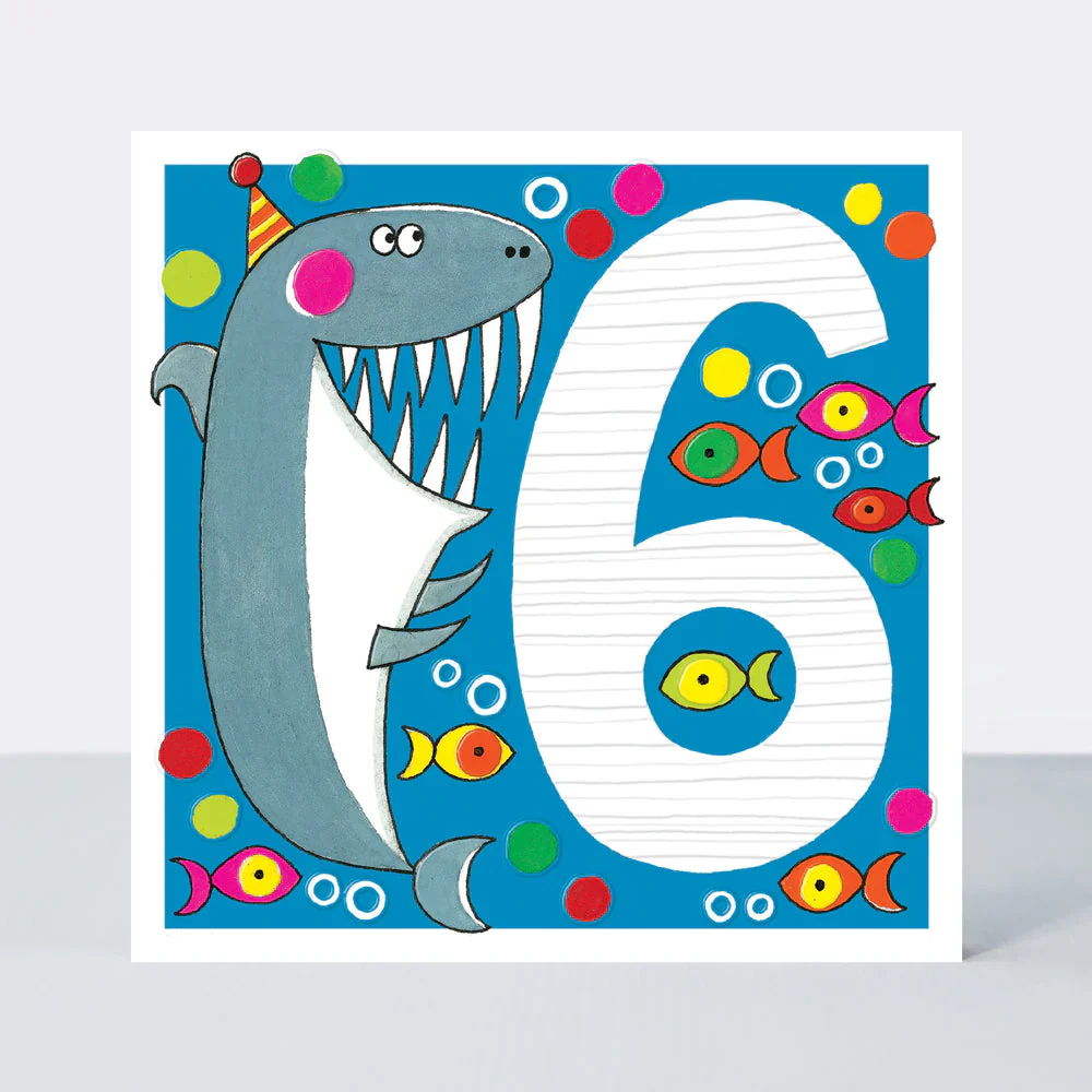 Boy Shark - 6th Birthday Card